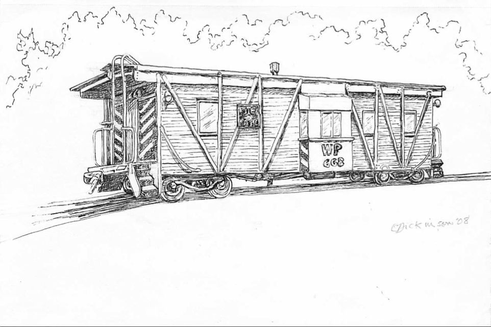 WP668 Caboose drawing by Eleanor Dickinson 2008